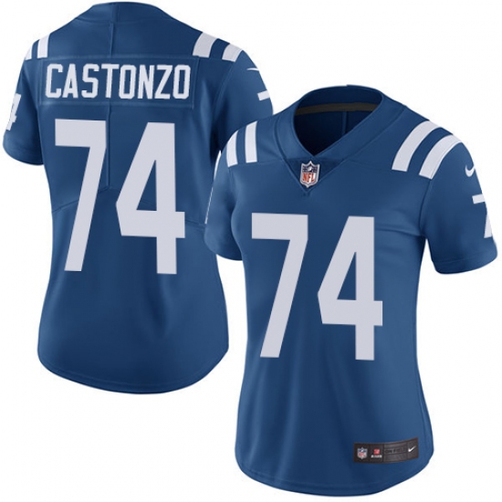 Women's Nike Indianapolis Colts #74 Anthony Castonzo Elite Royal Blue Team Color NFL Jersey - Ujersey