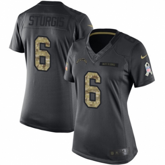 Women's Nike Los Angeles Chargers #6 Caleb Sturgis Limited Black 2016 Salute to Service NFL Jersey - Ujersey