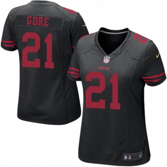 Women's Nike San Francisco 49ers #21 Frank Gore Game Black NFL Jersey - Ujersey
