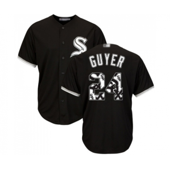 Men's Chicago White Sox #24 Brandon Guyer Authentic Black Team Logo Fashion Cool Base Baseball Jersey - Ujersey