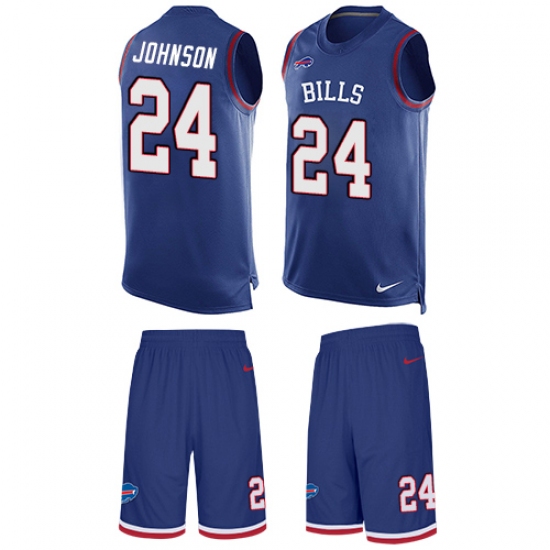 Men's Nike Buffalo Bills #24 Leonard Johnson Limited Royal Blue Tank Top Suit NFL Jersey - Ujersey