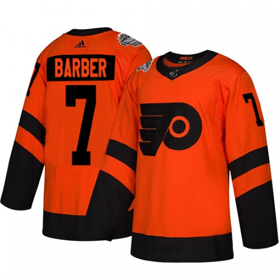 Men's Adidas Philadelphia Flyers #7 Bill Barber Orange Authentic 2019 Stadium Series Stitched NHL Jersey - Ujersey