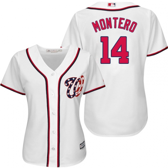 Women's Majestic Washington Nationals #14 Miguel Montero Replica White Home Cool Base MLB Jersey - Ujersey
