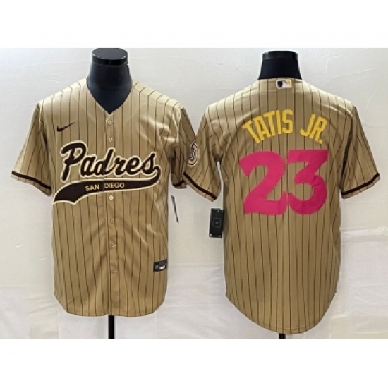 Men's San Diego Padres #23 Fernando Tatis Jr Tan NEW 2023 City Connect Cool Base Stitched Jersey - Ujersey
