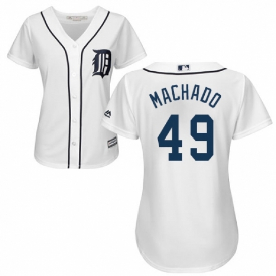 Women's Majestic Detroit Tigers #49 Dixon Machado Replica White Home Cool Base MLB Jersey - Ujersey