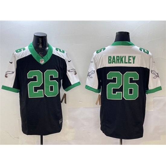 Men's Philadelphia Eagles #26 Saquon Barkley Black White F.U.S.E. Vapor Untouchable Limited Football Stitched Jersey - Ujersey