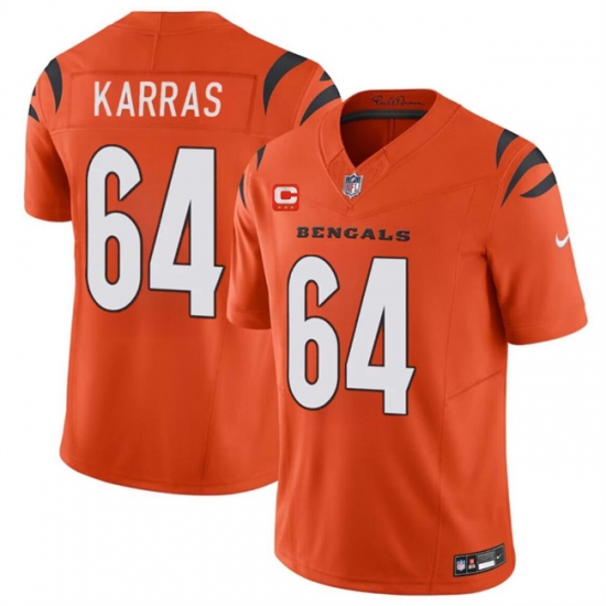 Men's Cincinnati Bengals #64 Ted Karras Orange 2024 F.U.S.E With 3-star C Vapor Untouchable Limited Football Stitched Jersey - Ujersey