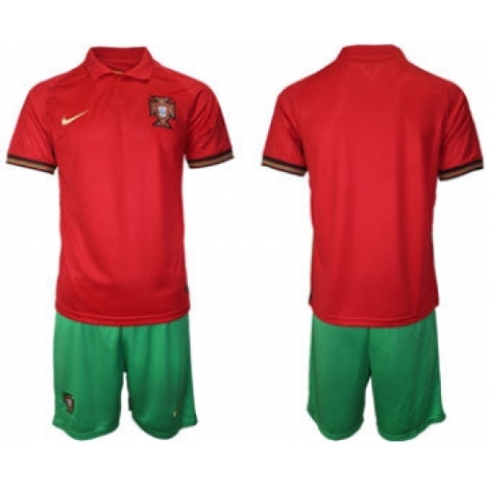 Men's Portugal Custom Euro 2021 Soccer Jersey and Shorts Red - Ujersey