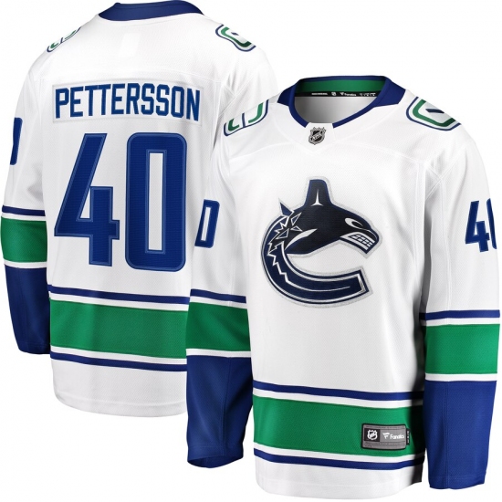 Men's Vancouver Canucks #40 Elias Pettersson Fanatics Branded White 2019-20 Away Premier Breakaway Player Jersey - Ujersey