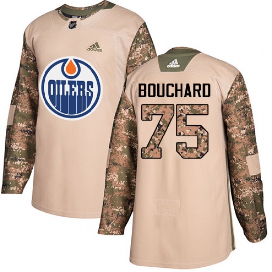 Youth Adidas Edmonton Oilers #75 Evan Bouchard Authentic Camo Veterans Day Practice NHL Jersey - Ujersey