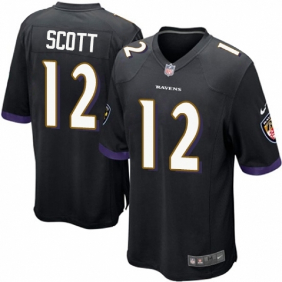 Men's Nike Baltimore Ravens #12 Jaleel Scott Game Black Alternate NFL Jersey - Ujersey