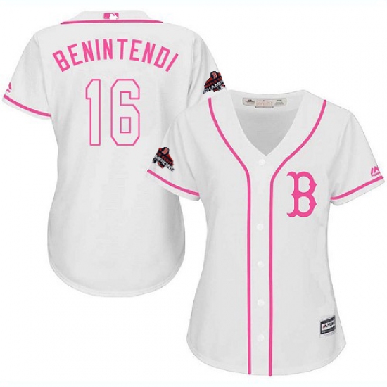 Women's Majestic Boston Red Sox #16 Andrew Benintendi Authentic White Fashion 2018 World Series Champions MLB Jersey - Ujersey