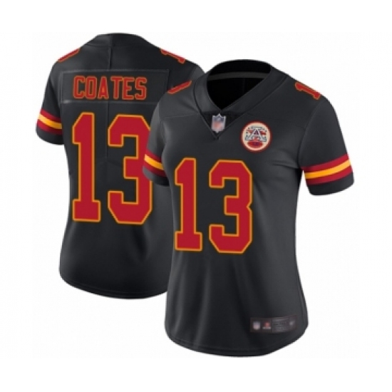 Women's Kansas City Chiefs #13 Sammie Coates Limited Black Rush Vapor Untouchable Football Jersey - Ujersey