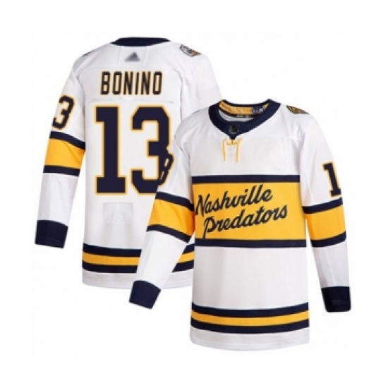 Men's Nashville Predators #13 Nick Bonino Authentic White 2020 Winter Classic Hockey Jersey - Ujersey