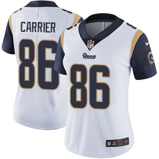 Women's Nike Los Angeles Rams #86 Derek Carrier White Vapor Untouchable Elite Player NFL Jersey - Ujersey