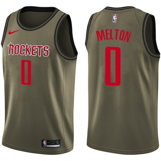 Men's Nike Houston Rockets #0 De'Anthony Melton Swingman Green Salute to Service NBA Jersey - Ujersey