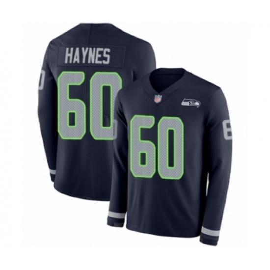 Youth Seattle Seahawks #60 Phil Haynes Limited Navy Blue Therma Long Sleeve Football Jersey - Ujersey