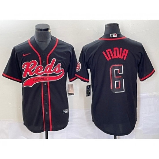 Men's Cincinnati Reds #6 Jonathan India Black 2023 City Connect With Patch Stitched Jersey - Ujersey
