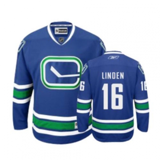 Men's Reebok Vancouver Canucks #16 Trevor Linden Authentic Royal Blue Third NHL Jersey - Ujersey