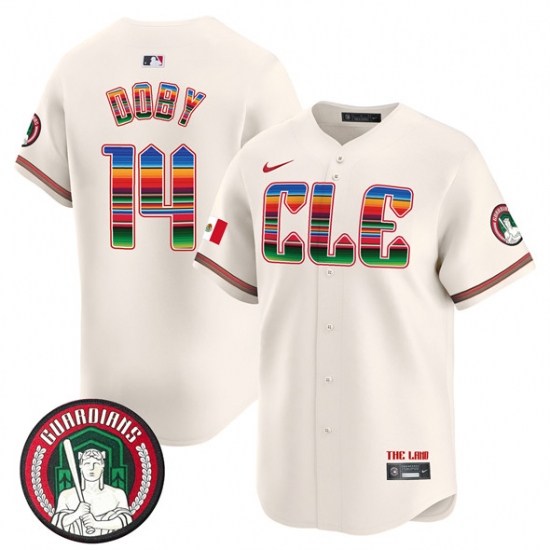 Men's Cleveland Guardians #14 Larry Doby Cream Mexico Vapor Premier Limited Stitched Baseball Jersey - Ujersey