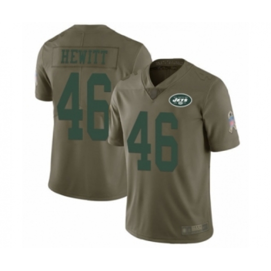 Men's New York Jets #46 Neville Hewitt Limited Olive 2017 Salute to Service Football Jersey - Ujersey