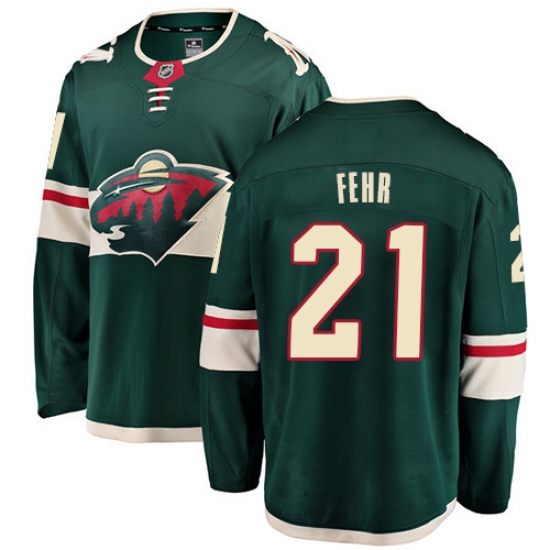 Men's Minnesota Wild #21 Eric Fehr Authentic Green Home Fanatics Branded Breakaway NHL Jersey - Ujersey