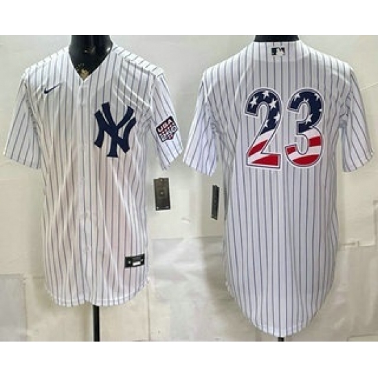Men's New York Yankees #23 Don Mattingly White 2026 USA 250 Fourth of July Home Stadium Stitched Jersey - Ujersey
