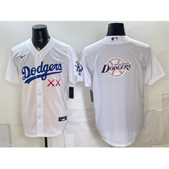 Men's Los Angeles Dodgers x KAWS Team Big Logo White Vapor Premier Limited Stitched Baseball Jersey - Ujersey
