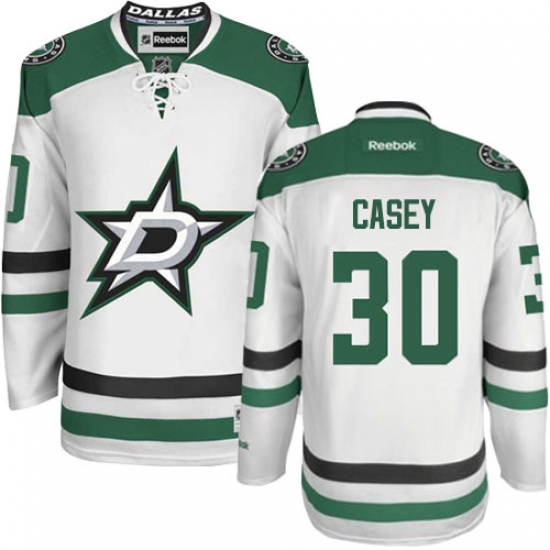 Men's Reebok Dallas Stars #30 Jon Casey Authentic White Away NHL Jersey - Ujersey