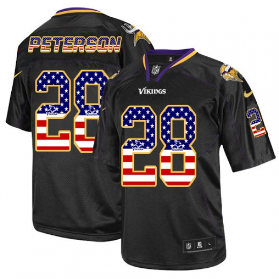 Men's Nike Minnesota Vikings #28 Adrian Peterson Elite Black USA Flag Fashion NFL Jersey - Ujersey
