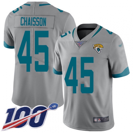 Youth Jacksonville Jaguars #45 K'Lavon Chaisson Silver Stitched NFL Limited Inverted Legend 100th Season Jersey - Ujersey