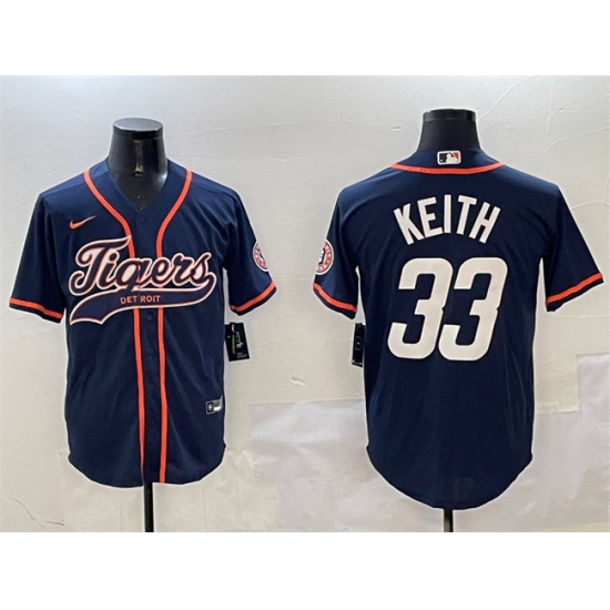 Men's Detroit Tigers #33 Colt Keith Navy With Cool Base Stitched Baseball Jersey - Ujersey