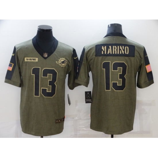 Men's Miami Dolphins #13 Dan Marino Nike Olive 2021 Salute To Service Limited Player Jersey - Ujersey
