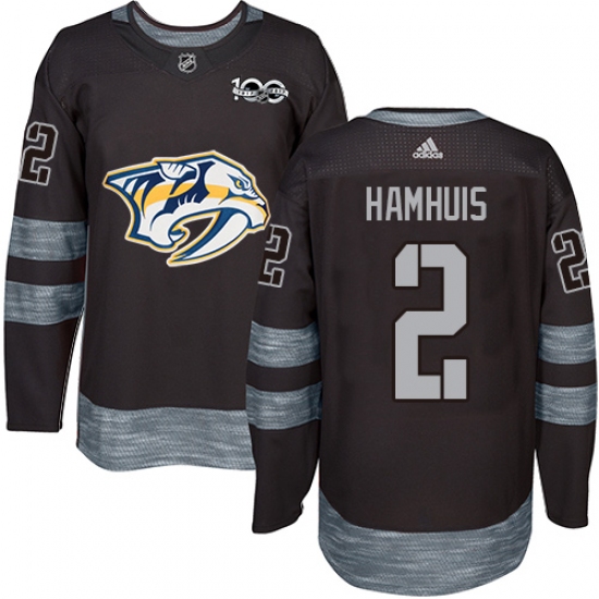 Men's Adidas Nashville Predators #2 Dan Hamhuis Authentic Black 1917-2017 100th Anniversary NHL Jersey - Ujersey