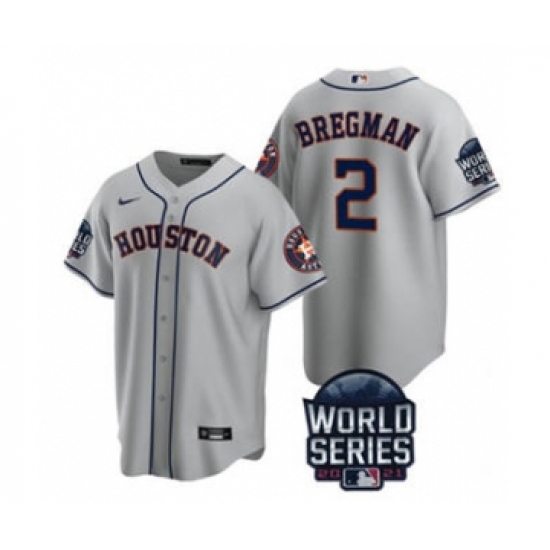 Men's Houston Astros #2 Alex Bregman 2021 Gray World Series Cool Base Stitched Baseball Jersey - Ujersey