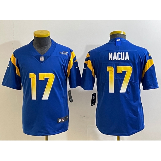 Youth Los Angeles Rams #17 Puka Nacua 2022 Blue Vapor Limited Stitched Jersey - Ujersey