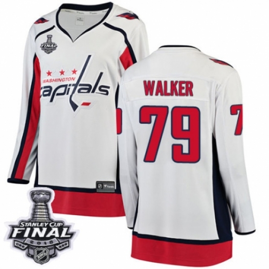 Women's Washington Capitals #79 Nathan Walker Fanatics Branded White Away Breakaway 2018 Stanley Cup Final NHL Jersey - Ujersey