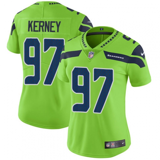 Women's Nike Seattle Seahawks #97 Patrick Kerney Elite Green Rush Vapor Untouchable NFL Jersey - Ujersey