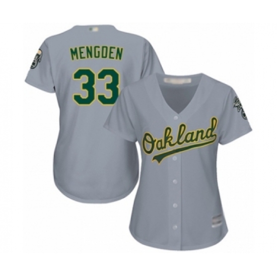 Women's Oakland Athletics #33 Daniel Mengden Authentic Grey Road Cool Base Baseball Player Jersey