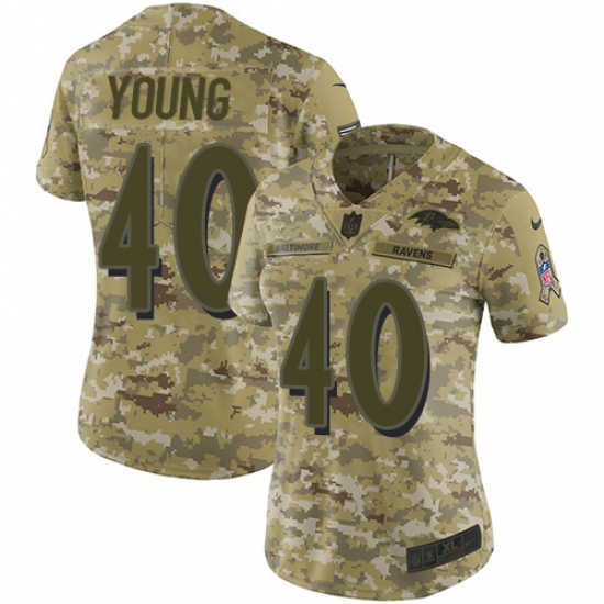 Women's Nike Baltimore Ravens #40 Kenny Young Limited Camo 2018 Salute to Service NFL Jersey - Ujersey
