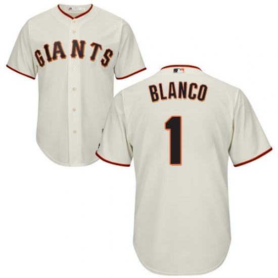 Youth Majestic San Francisco Giants #1 Gregor Blanco Replica Cream Home Cool Base MLB Jersey - Ujersey
