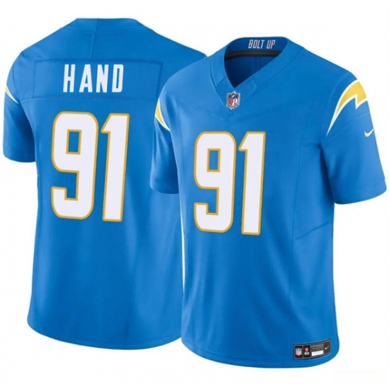 Men's Los Angeles Chargers #91 Da'Shawn Hand Blue 2025 F.U.S.E. Vapor Limited Football Stitched Jersey - Ujersey