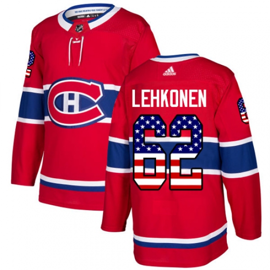 Men's Adidas Montreal Canadiens #62 Artturi Lehkonen Authentic Red USA Flag Fashion NHL Jersey - Ujersey
