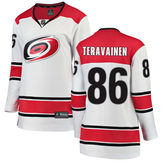 Women's Carolina Hurricanes #86 Teuvo Teravainen Authentic White Away Fanatics Branded Breakaway NHL Jersey - Ujersey