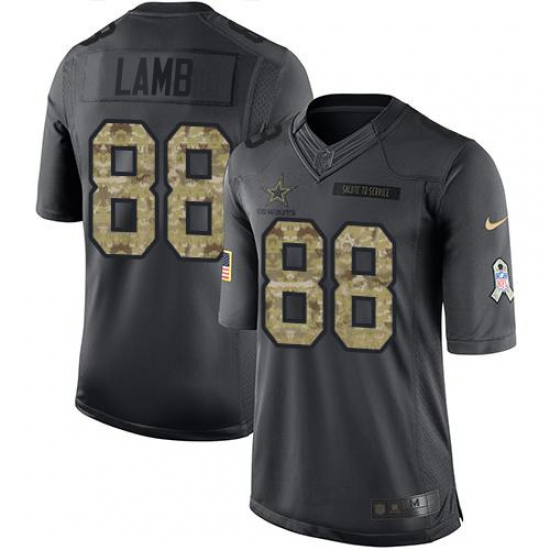 Men's Dallas Cowboys #88 CeeDee Lamb Black Stitched Limited 2016 Salute to Service Jersey - Ujersey