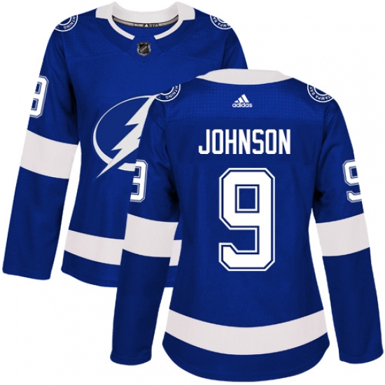 Women's Adidas Tampa Bay Lightning #9 Tyler Johnson Authentic Royal Blue Home NHL Jersey - Ujersey