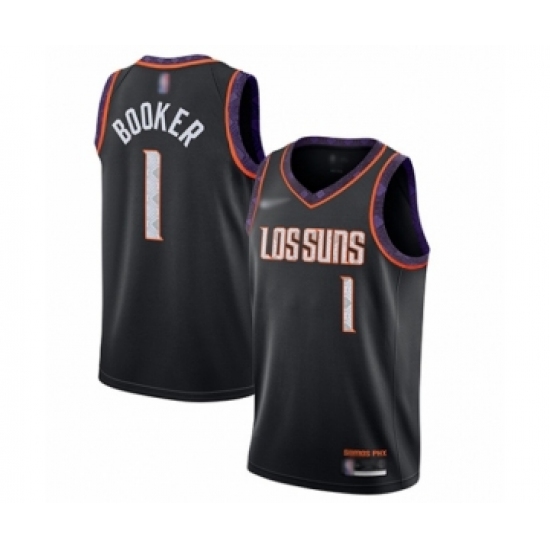 Men's Phoenix Suns #1 Devin Booker Swingman Black Basketball Jersey - 2019 20 City Edition - Ujersey