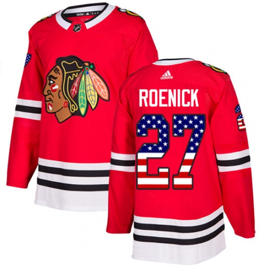 Youth Adidas Chicago Blackhawks #27 Jeremy Roenick Authentic Red USA Flag Fashion NHL Jersey - Ujersey