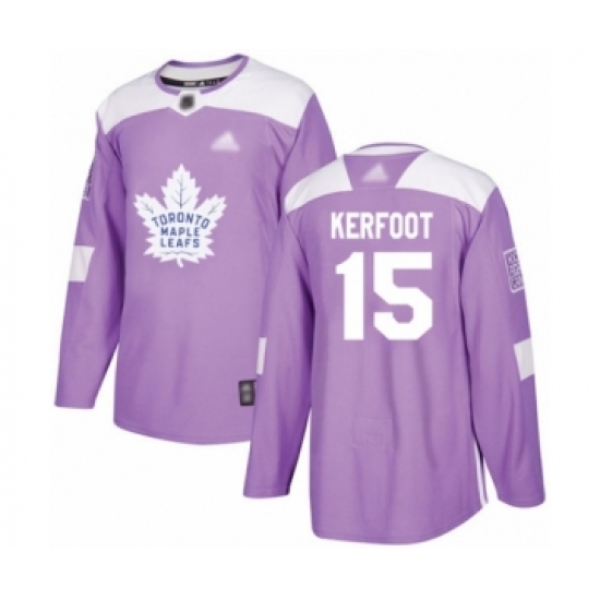 Men's Toronto Maple Leafs #15 Alexander Kerfoot Authentic Purple Fights Cancer Practice Hockey Jersey - Ujersey