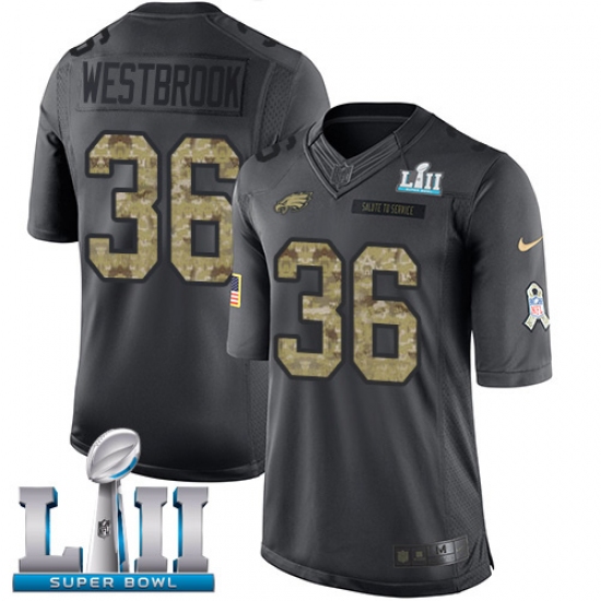 Men's Nike Philadelphia Eagles #36 Brian Westbrook Limited Black 2016 Salute to Service Super Bowl LII NFL Jersey